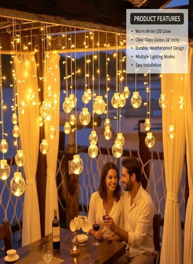ZEESQUARE Warm White Curtain String Lights with Hanging Bulb Design – Decorative LED Fairy Lights for Bedroom, Living Room, Wedding & Home Décor - Image 5